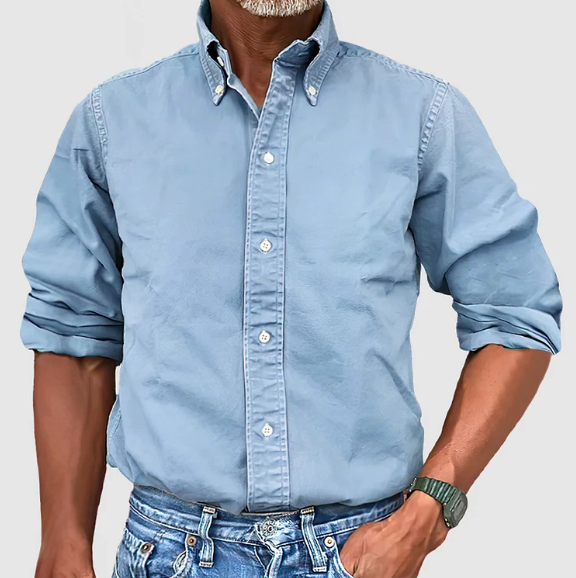 Elliot | Men's Wrinkle-Free Long Sleeve Shirt – Light Blue