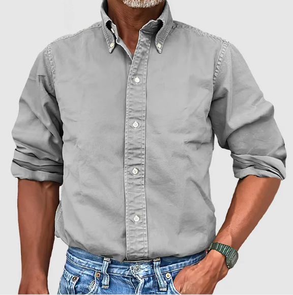 Elliot | Men's Wrinkle-Free Long Sleeve Shirt – Grey