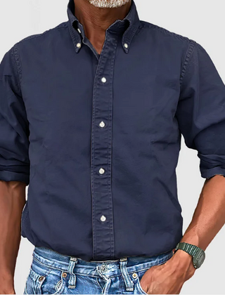 Elliot | Men's Wrinkle-Free Long Sleeve Shirt – Dark Blue