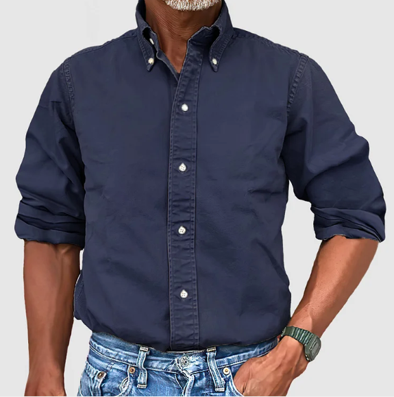 Elliot | Men's Wrinkle-Free Long Sleeve Shirt – Dark Blue