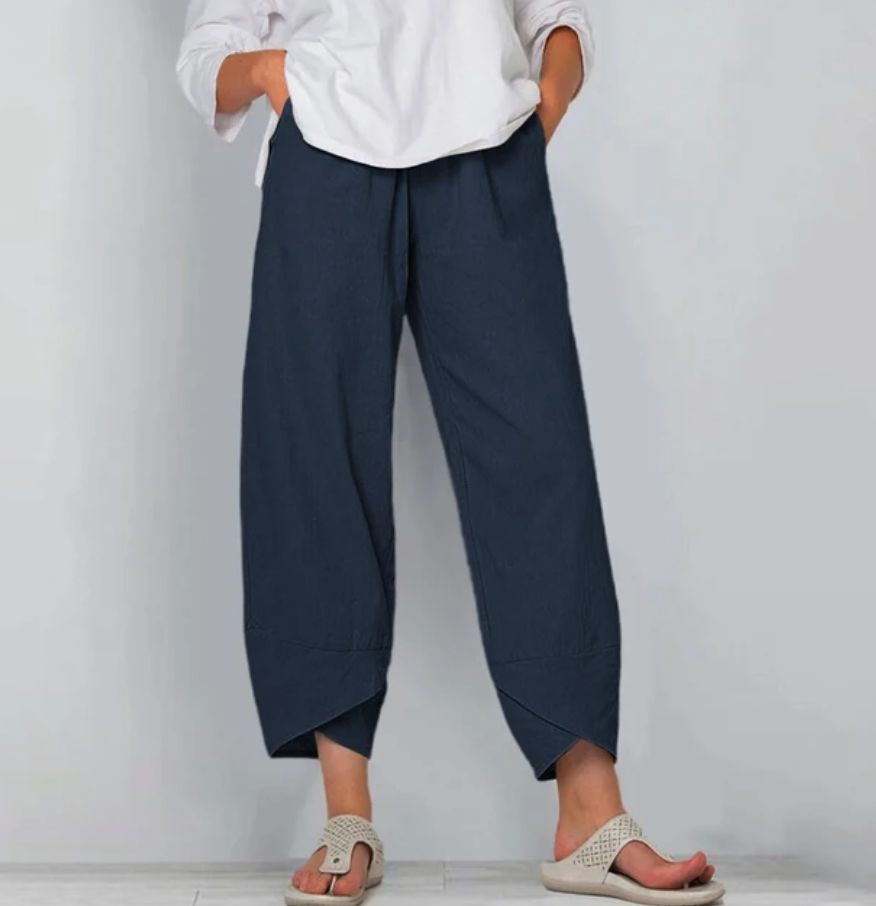 Wynne | Lightweight Cotton Summer Pants – Blue