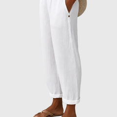 Willa | Breathable Everyday Linen Pants – White