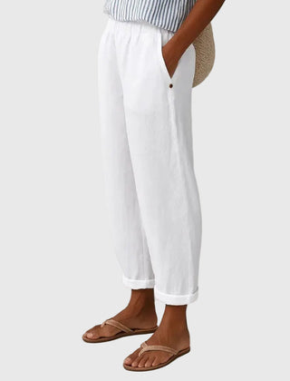 Willa | Breathable Everyday Linen Pants – White