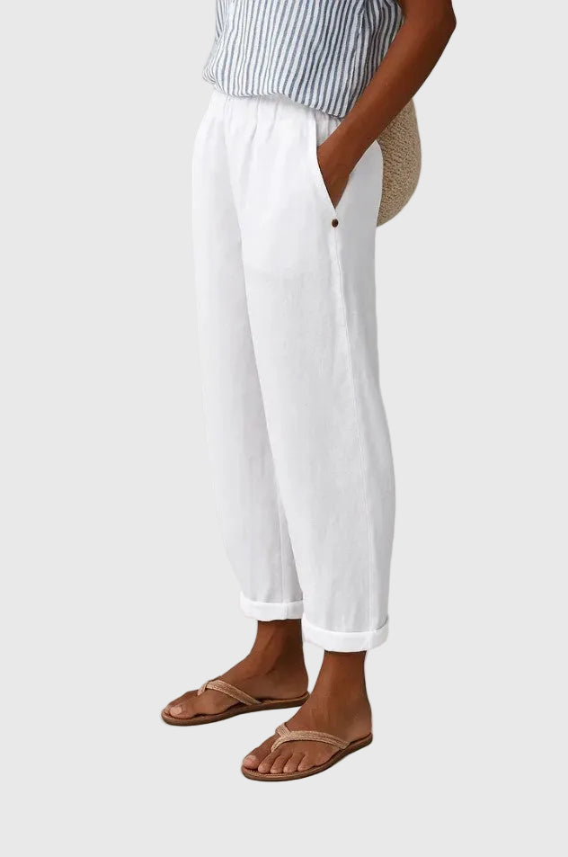 Willa | Breathable Everyday Linen Pants – White