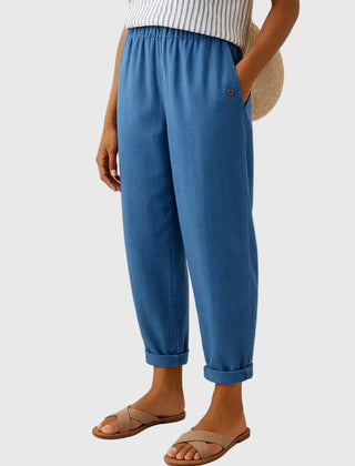 Willa | Breathable Everyday Linen Pants – Blue
