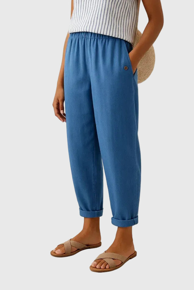 Willa | Breathable Everyday Linen Pants – Blue
