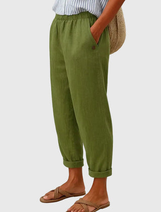 Willa | Breathable Everyday Linen Pants – Olive