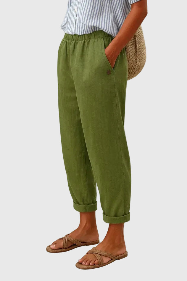 Willa | Breathable Everyday Linen Pants – Olive