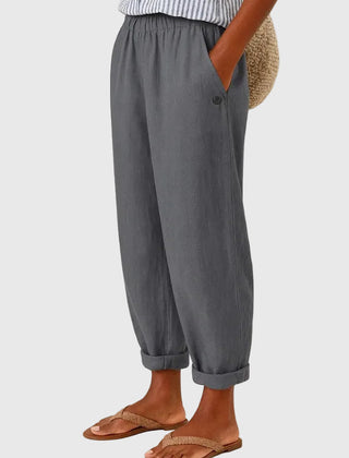 Willa | Breathable Everyday Linen Pants – Dark Grey