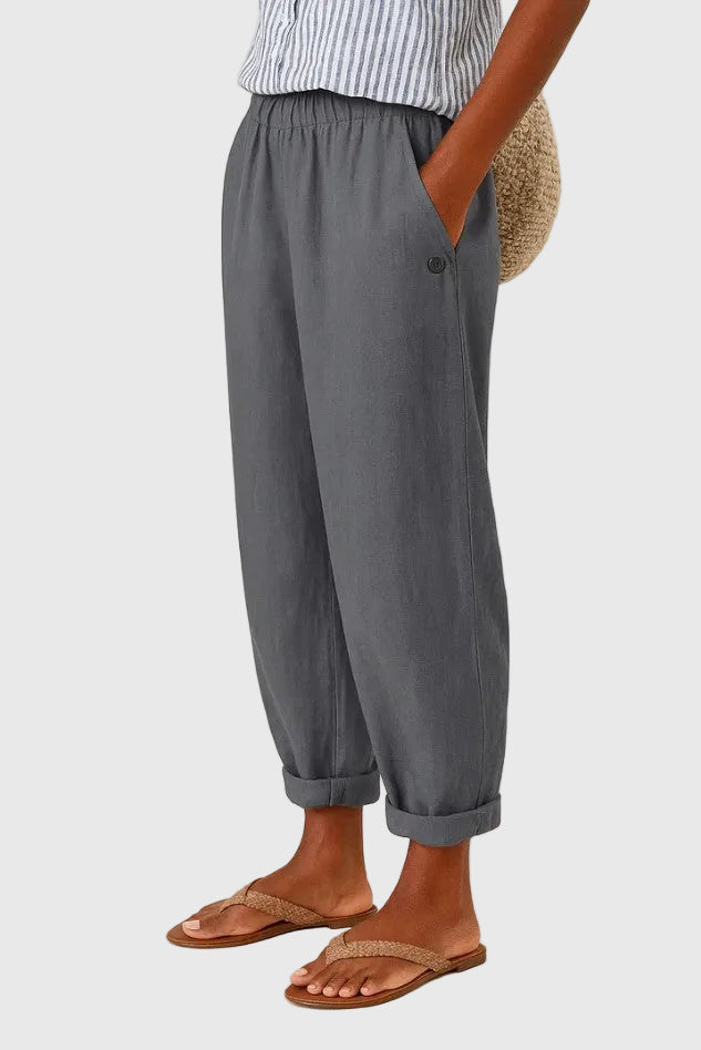 Willa | Breathable Everyday Linen Pants – Dark Grey