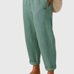 Willa | Breathable Everyday Linen Pants – Turquoise