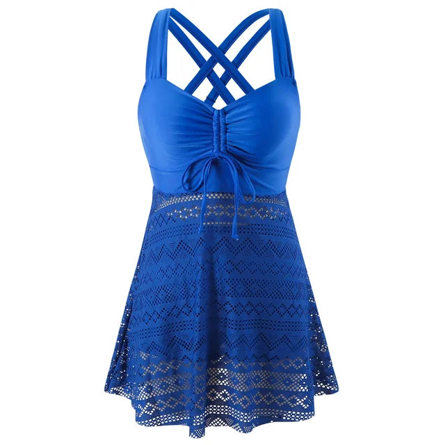 Ottilie | Women's Skirted Tankini with Built-In Shorts – Blue