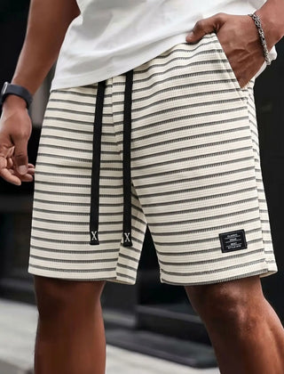 Niall | Waffle Knit Jogger Shorts – Beige