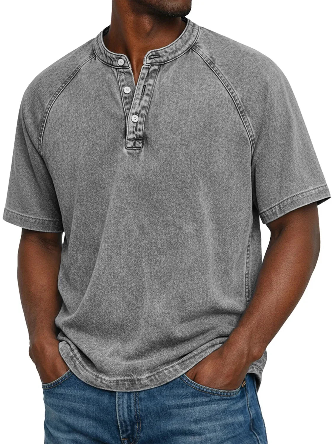 Archer | Men's Vintage Button-Up Shirt – Grey