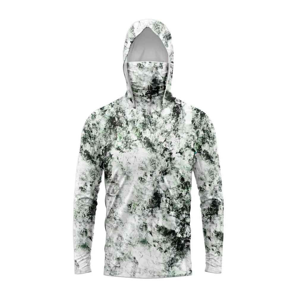 Keane | Men's Hooded Fishing Shirt with UPF 50+ – White Camo