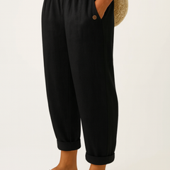 Willa | Breathable Everyday Linen Pants – Black
