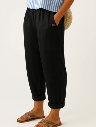 Willa | Breathable Everyday Linen Pants – Black