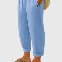 Willa | Breathable Everyday Linen Pants – Light Blue