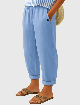Willa | Breathable Everyday Linen Pants – Light Blue