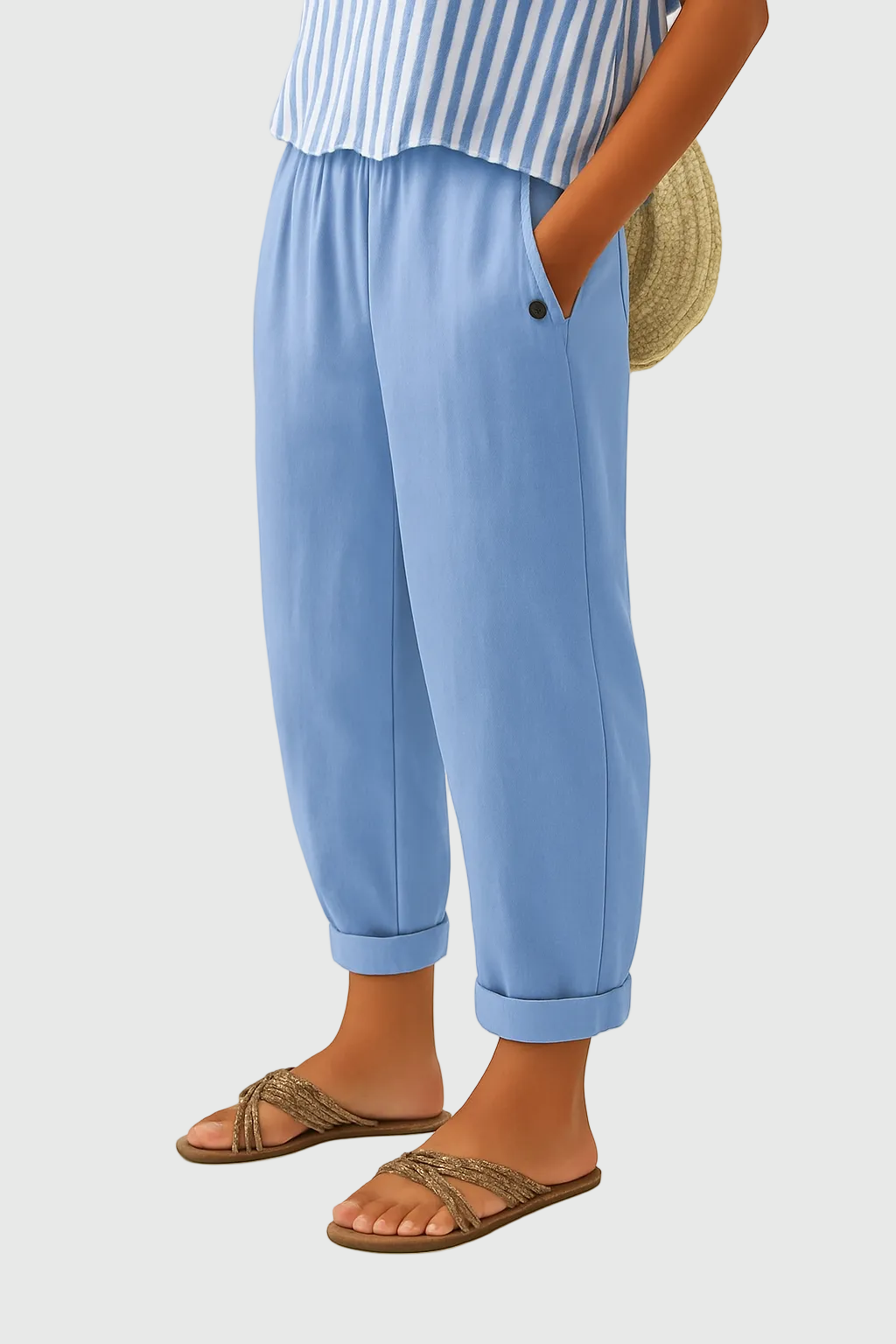 Willa | Breathable Everyday Linen Pants – Light Blue