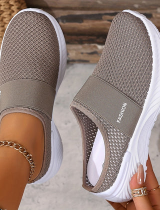 Fenella | Breathable Mesh Slip-On Sneakers – Taupe