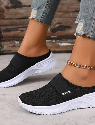 Fenella | Breathable Mesh Slip-On Sneakers – Black