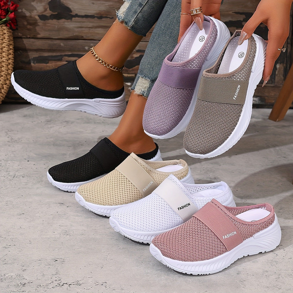Fenella | Breathable Mesh Slip-On Sneakers