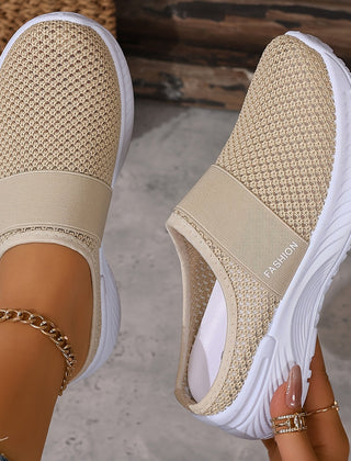 Fenella | Breathable Mesh Slip-On Sneakers – Beige