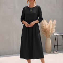 Elinor | Empire Waist Midi A-Line Sundress – Black