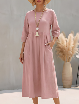 Elinor | Empire Waist Midi A-Line Sundress – Pink