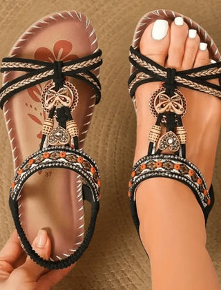 Kira | Boho Strap Comfort Sandals – Black & Brown