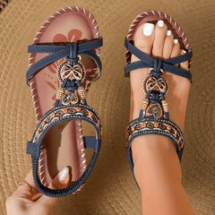Kira | Boho Strap Comfort Sandals – Dark Blue