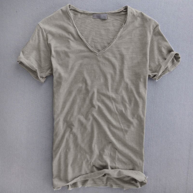 Monty | Men's Slim Fit V-Neck T-Shirt – Grey