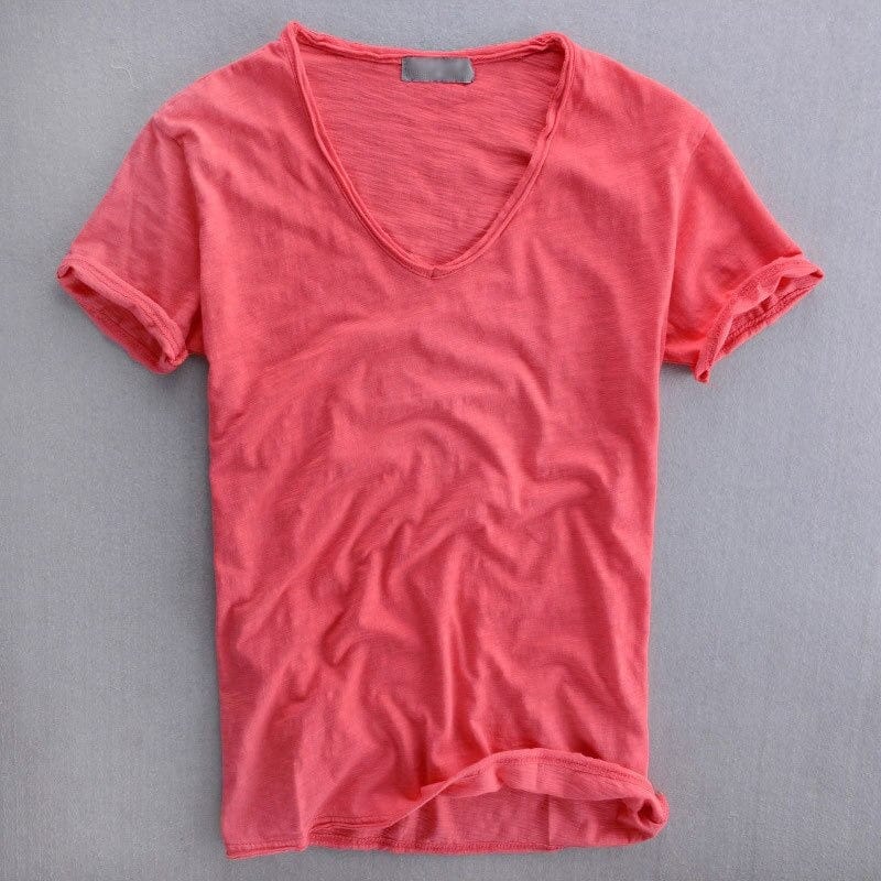 Monty | Men's Slim Fit V-Neck T-Shirt – Pink