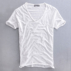 Monty | Men's Slim Fit V-Neck T-Shirt – White