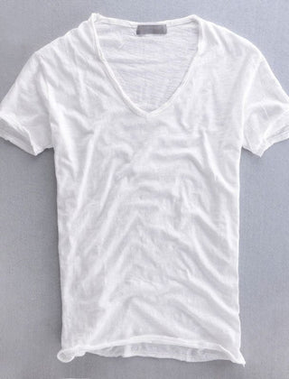 Monty | Men's Slim Fit V-Neck T-Shirt – White