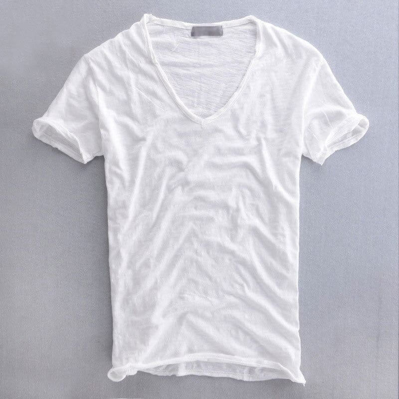 Monty | Men's Slim Fit V-Neck T-Shirt – White