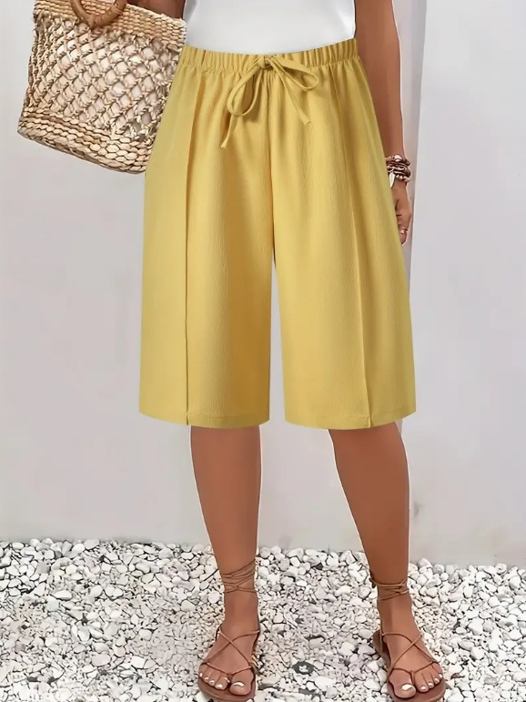 Cosima | Elegant High Waist Shorts – Yellow