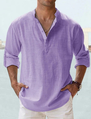 Otis | Breathable Linen Button Shirt – Purple
