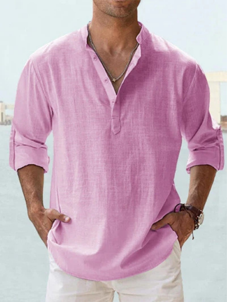 Otis | Breathable Linen Button Shirt – Light Pink