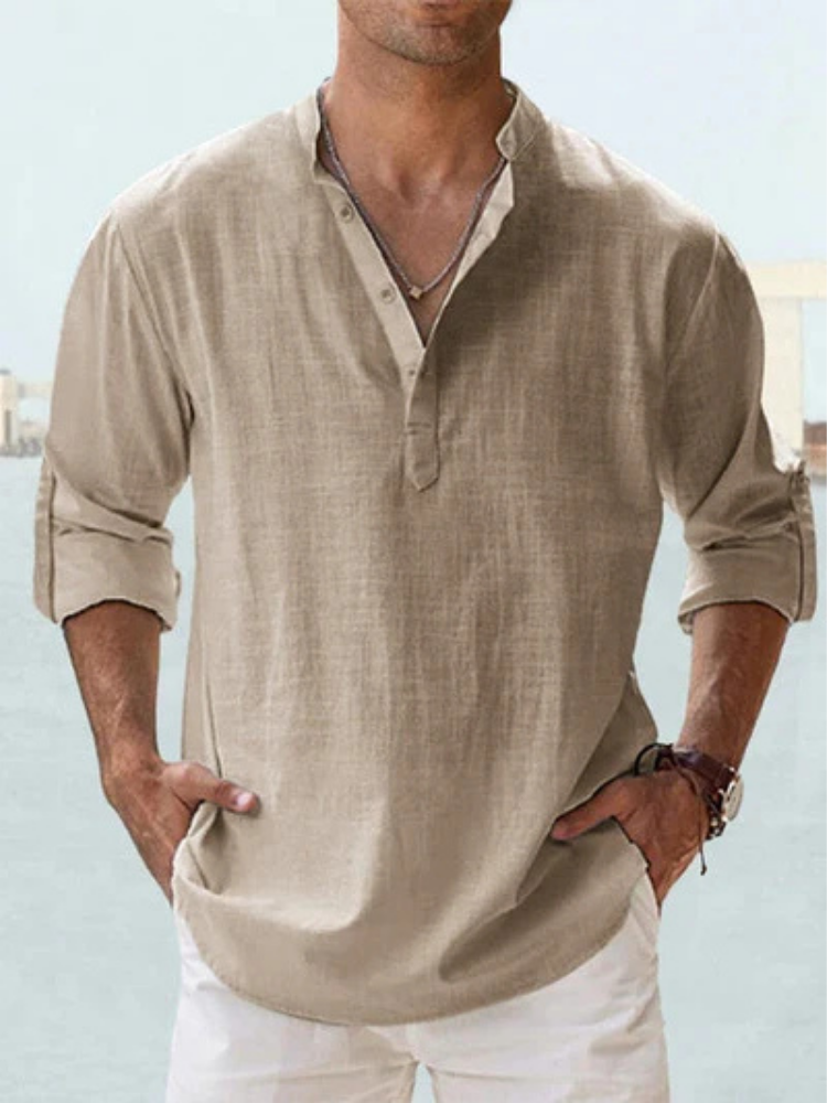 Otis | Breathable Linen Button Shirt – Khaki
