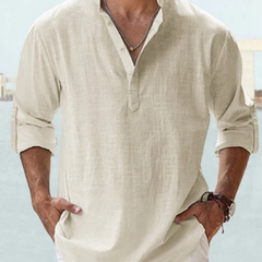 Otis | Breathable Linen Button Shirt – Apricot