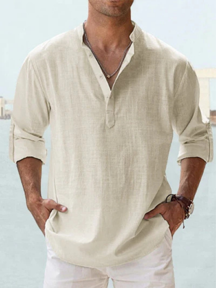 Otis | Breathable Linen Button Shirt – Apricot