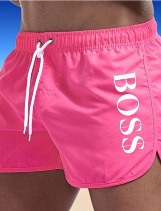 Nico | Swim Shorts with Vertical Detailing – Pink Red