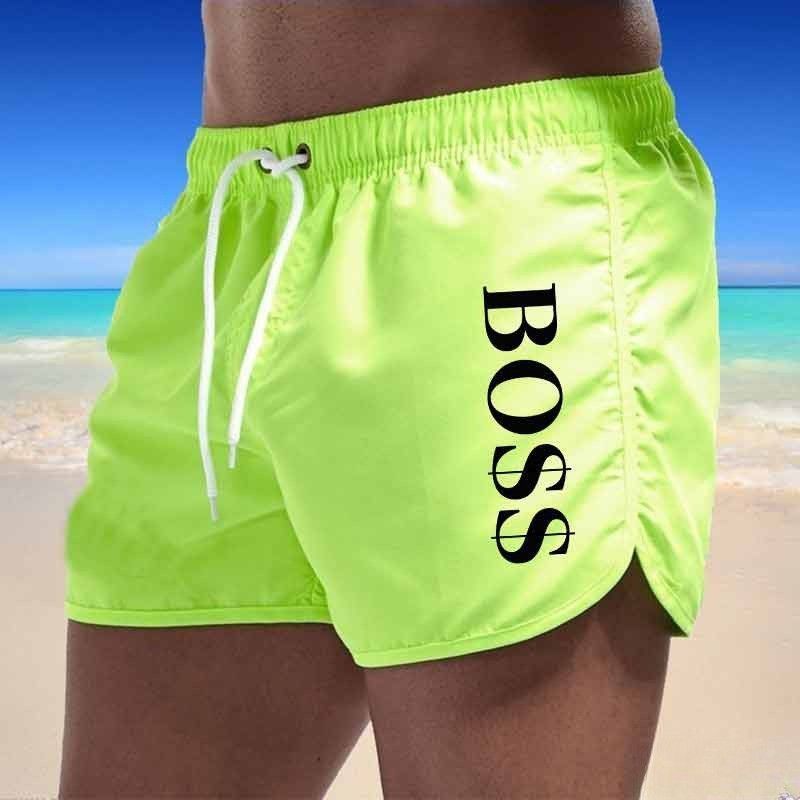 Nico | Swim Shorts with Vertical Detailing – Bright Green