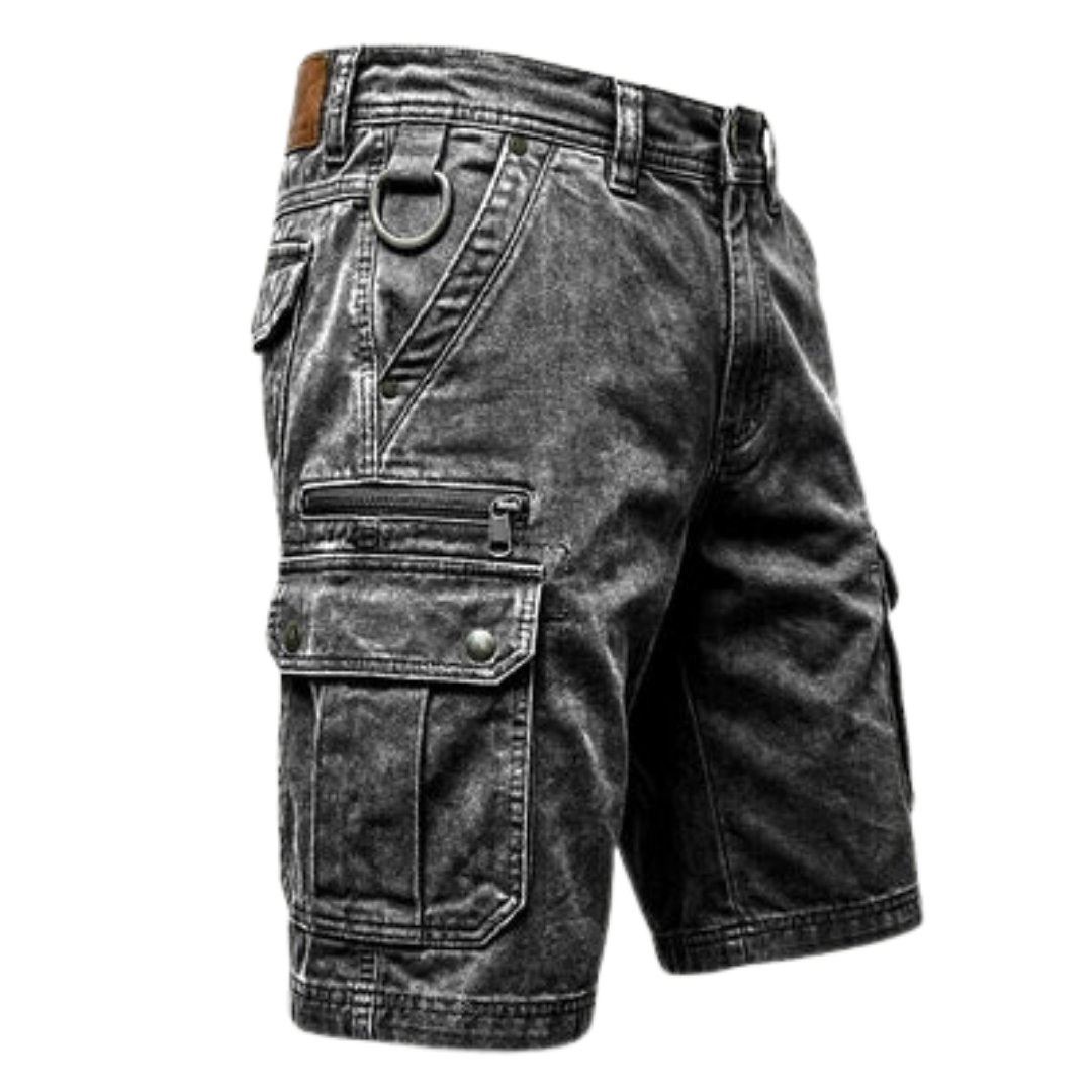 Roscoe | Denim Cargo Pocket Shorts – Grey