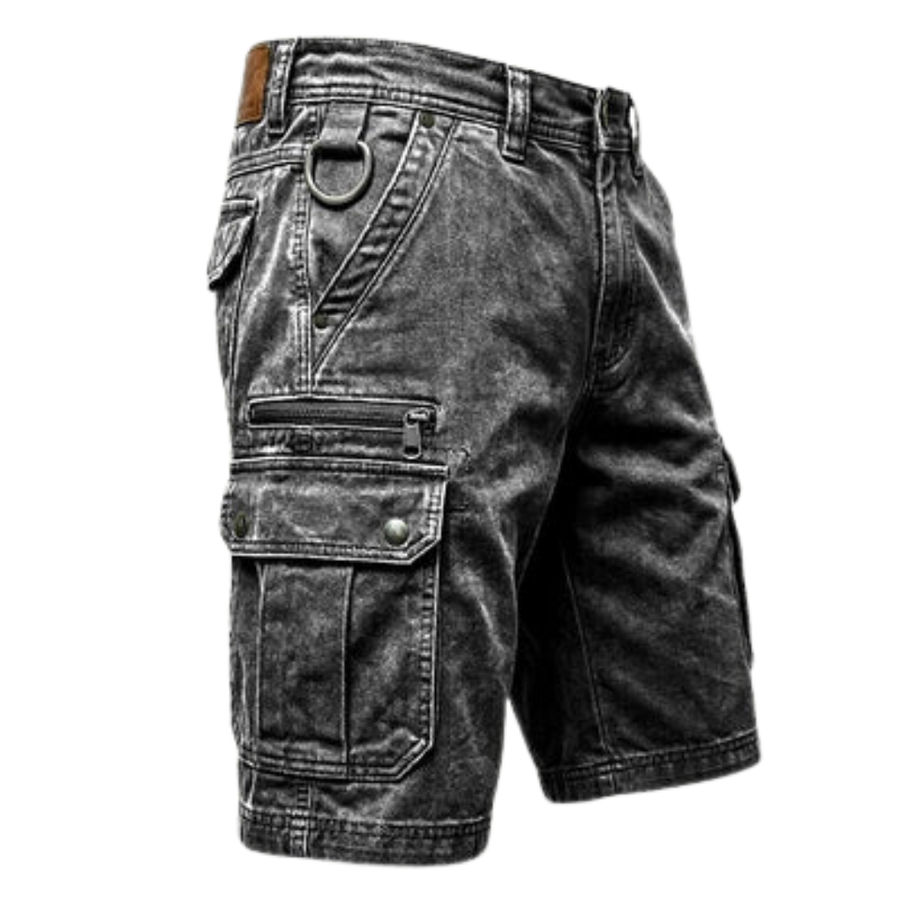 Roscoe | Denim Cargo Pocket Shorts – Grey