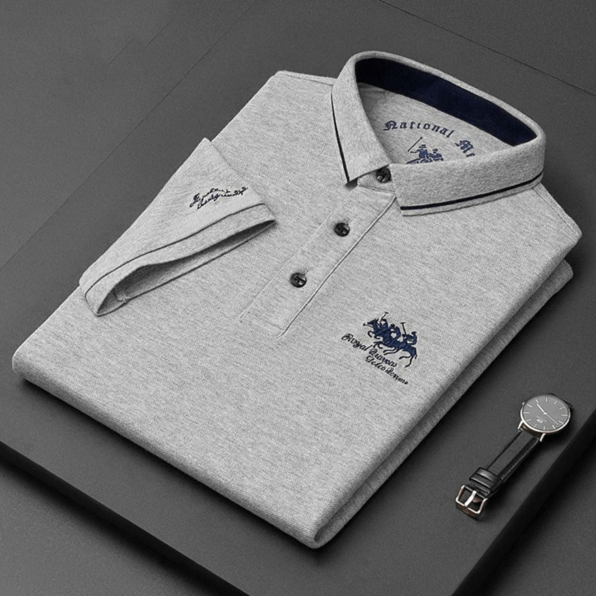 Lachlan | Premium Short Sleeve Polo – Grey
