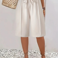 Cosima | Elegant High Waist Shorts – White