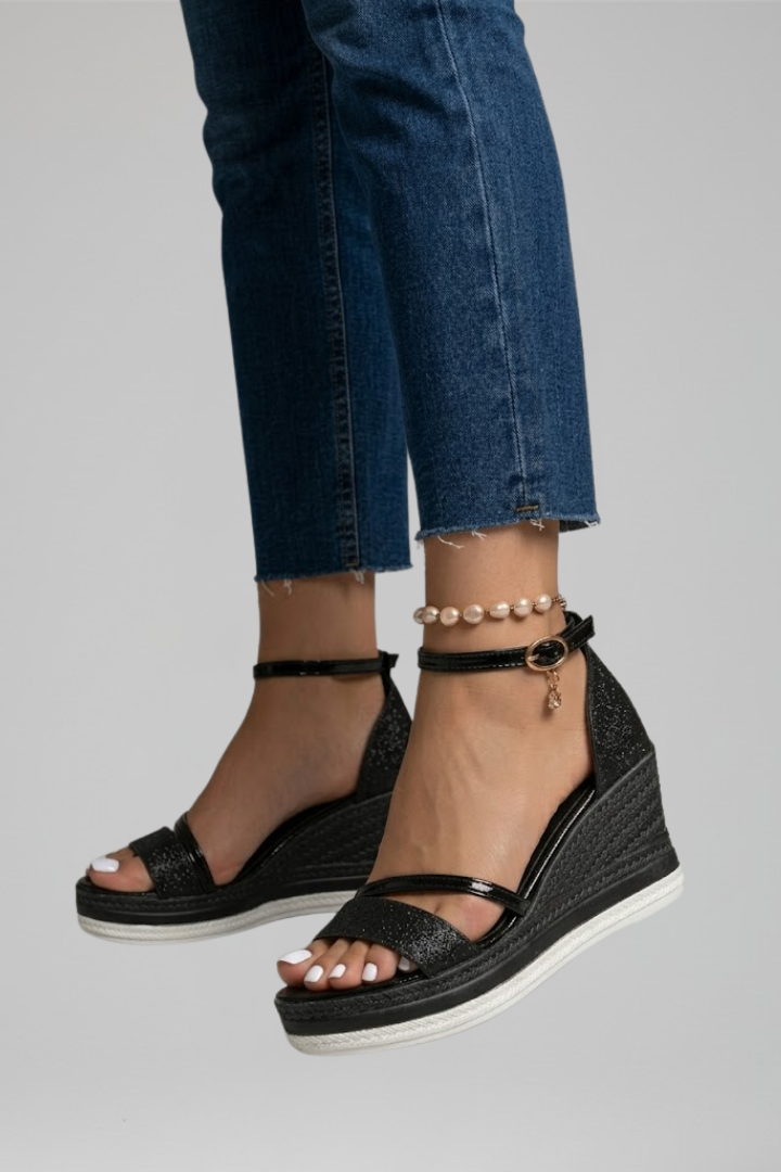 Hermione | Cushioned Low Platform Slide Sandals – Black